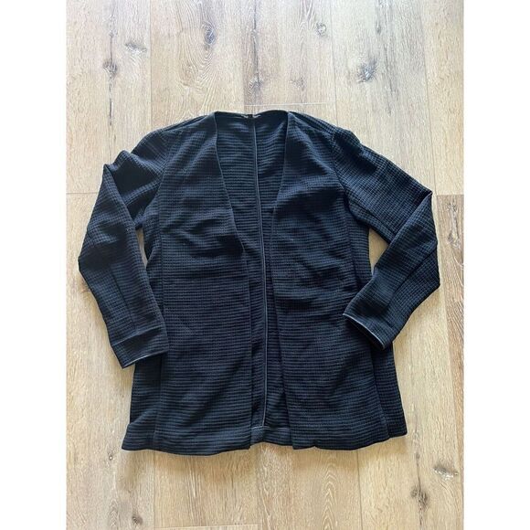Eileen Fisher Cardigan Womens Black Open Front Jacket Size Medium Tencel Spandex - Picture 1 of 3